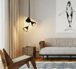 Suspension*Robin Suspension, Rubi Trio, , Ø20cm, H82cm - noir et or