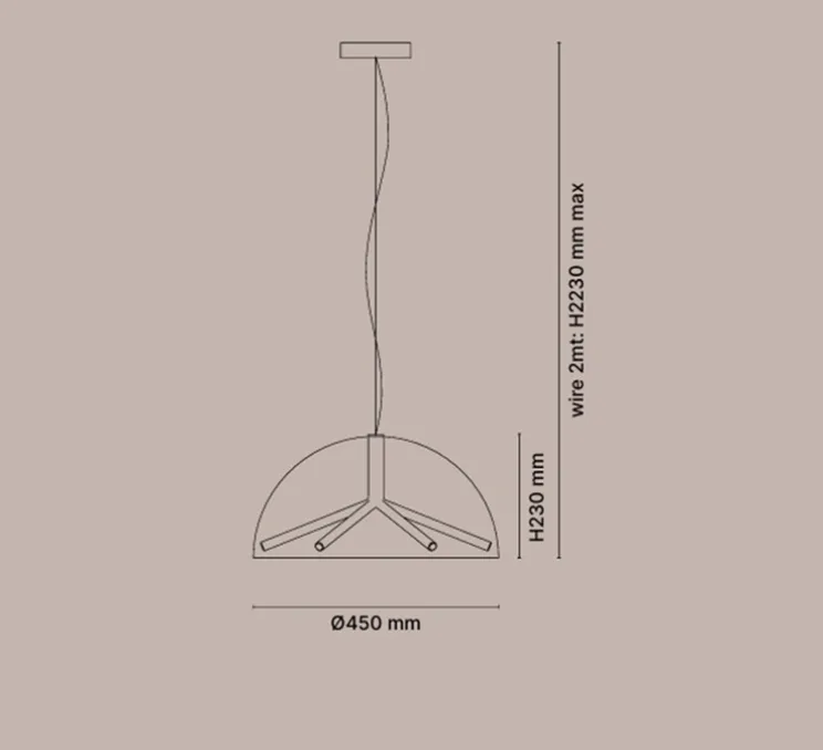 Suspension, Runa, bronze mat, gris fumé, LED, dim, DALI, 2700K, Ø45cm, H23cm-Penta