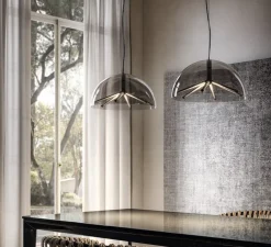 Suspension, Runa, bronze mat, gris fumé, LED, dim, 0-10V, 2700K, Ø45cm, H23cm-Penta