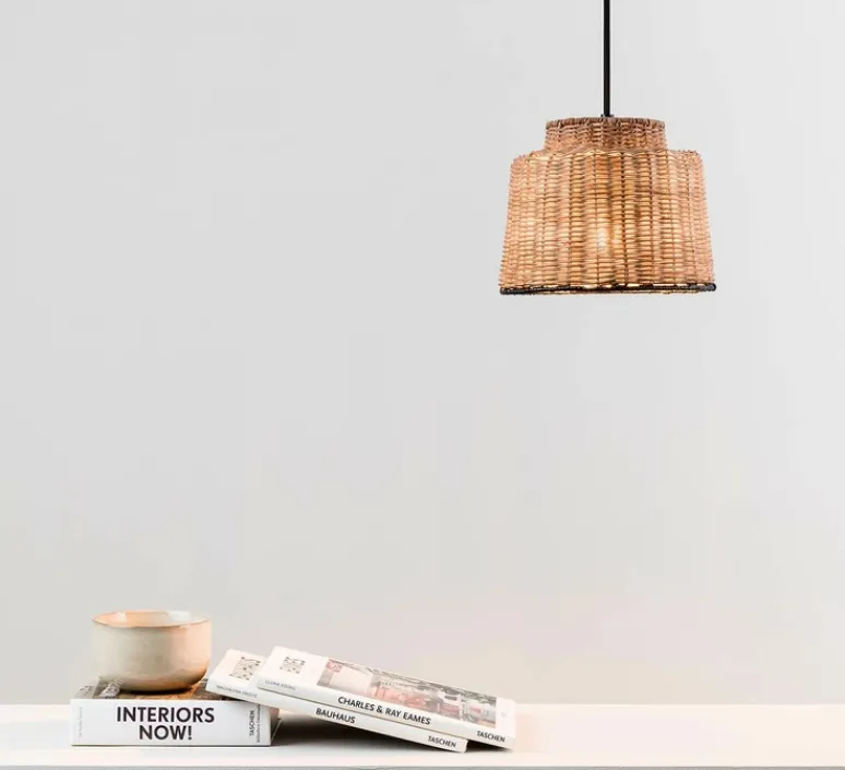 Suspension*Faro Suspension, Saipan, noir, , Ø22,5cm, H17cm - rotin