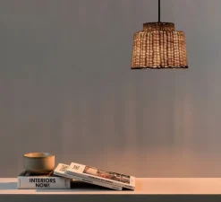 Suspension*Faro Suspension, Saipan, noir, , Ø22,5cm, H17cm - rotin