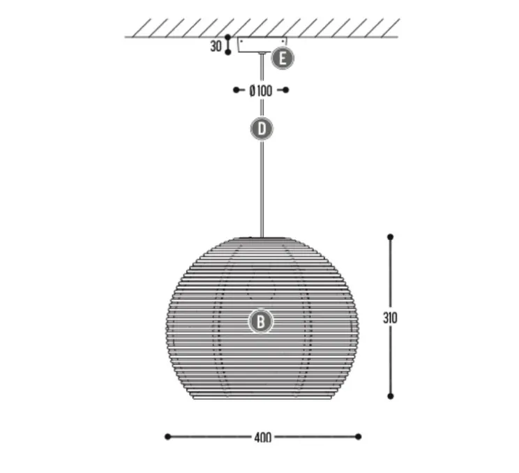 Suspension, Sangha 40, noir, Ø40cm, H31cm - Dark