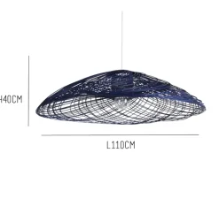 Suspension*Forestier Suspension, Satelise L, rotin , Ø110cm, H40cm - bleu
