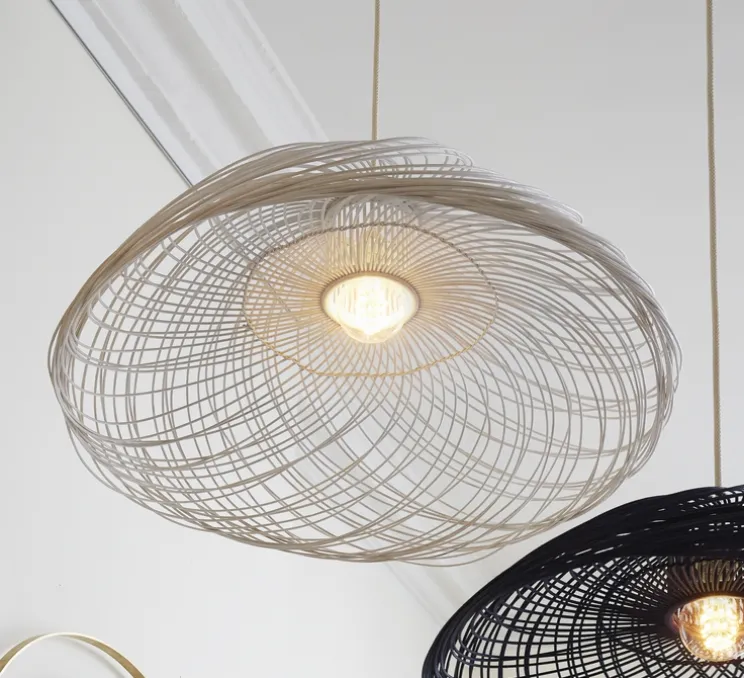 Suspension, Satelise L, rotin blanc, Ø110cm, H40cm - Forestier