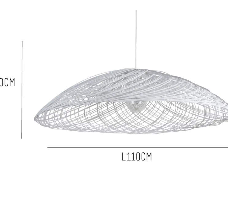 Suspension, Satelise L, rotin blanc, Ø110cm, H40cm - Forestier