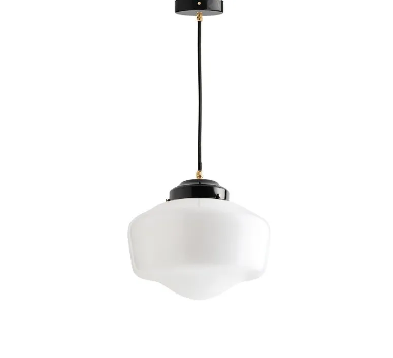 Suspension*Zangra Suspension, Schoolhouse, art deco, , Ø25,5cm, H19cm - noir, opalin