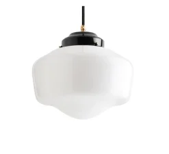 Suspension*Zangra Suspension, Schoolhouse, art deco, , Ø25,5cm, H19cm - noir, opalin