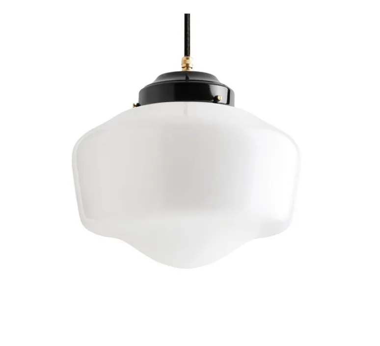 Suspension*Zangra Suspension, Schoolhouse, art deco, , Ø25,5cm, H19cm - noir, opalin