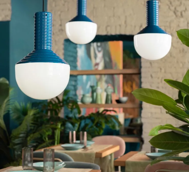 Suspension, Selaron, bleu, Ø24cm, H39cm - Ferroluce