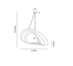 Suspension, Selenitis D78, filin,blanc, Ø78cm, H16cm - Market Set
