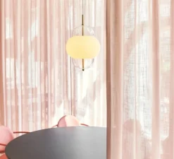 Suspension*Design by us Suspension, Shahin, , Ø23cm, H39cm - Opal, doré, transparent