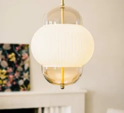 Suspension*Design by us Suspension, Shahin XL, , Ø38cm, H65cm - Opal, doré, transparent