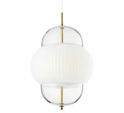 Suspension, Shahin XL, Opal, doré, transparent, Ø38cm, H65cm - Design by us