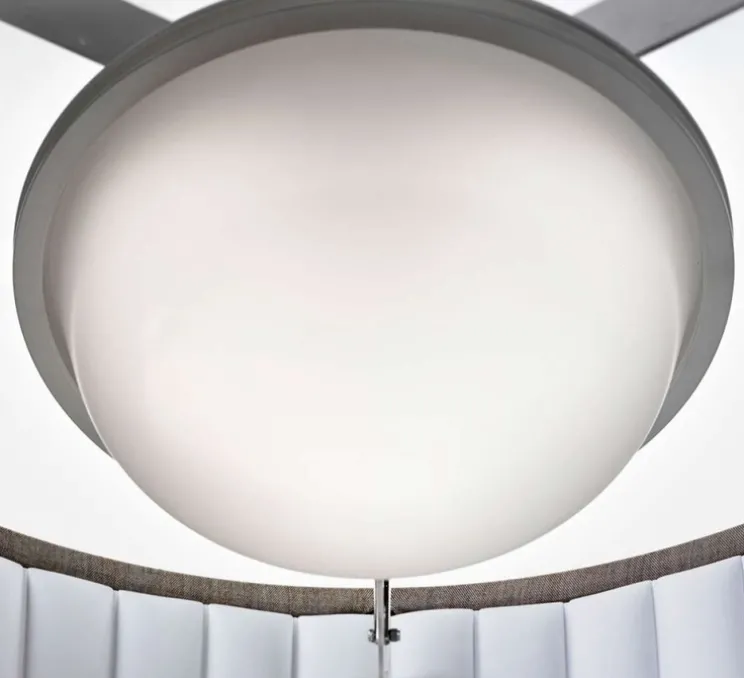 Suspension, Silenzio D79/120c, gris clair, acoustique, LED, dimmable DALI/Push, 3000K, Ø117cm, H45cm - Luceplan