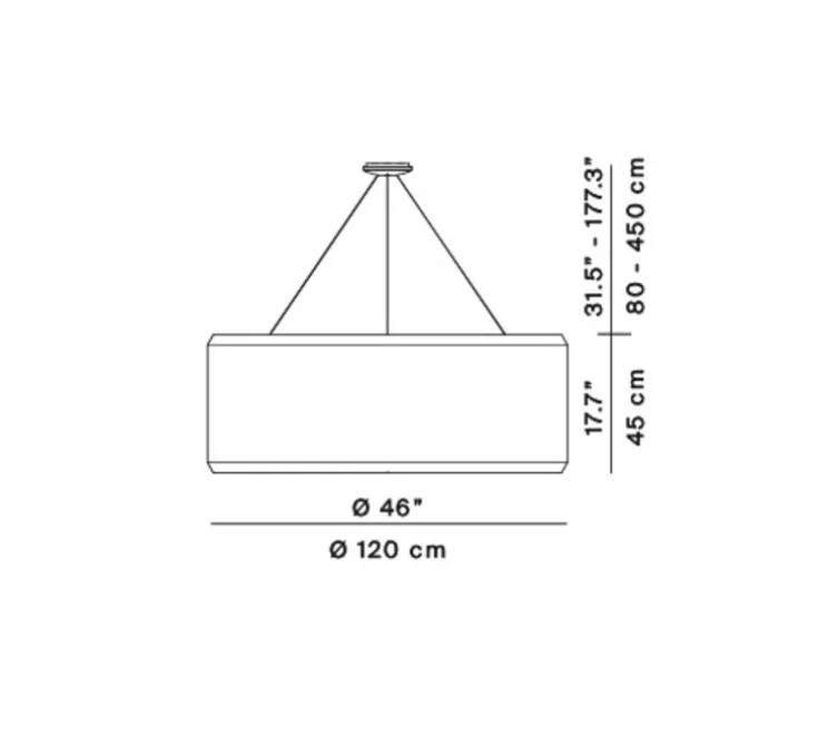 Suspension, Silenzio D79/120c, gris clair, acoustique, LED, dimmable DALI/Push, 3000K, Ø117cm, H45cm - Luceplan
