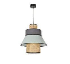 Suspension, Singapour GM, vert amande, gris, cannage, L42cm, Ø44cm - Market Set