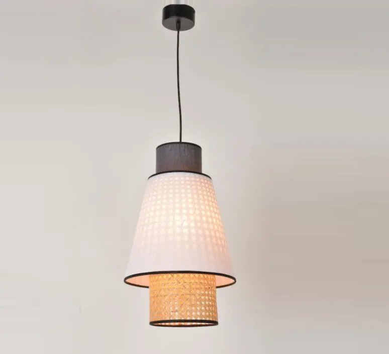 Suspension*Market Set Suspension, Singapour S, , cannage, Ø30cm, H49,5cm - gris, blanc