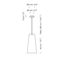 Suspension, Sisisi conicas largas MT2, blanc, rosace blanche, câble noir, Ø20cm, H40cm - Santa & Cole
