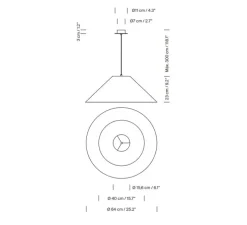 Suspension, Sisisi conicas Planas MT5, blanc, câble noir, Ø64cm, H23cm - Santa & Cole