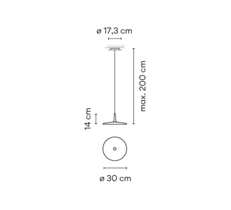 Suspension*Vibia Suspension, Skan 0270, , LED, 2700K, 712lm, Ø30cm, H14cm - noir