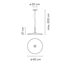 Suspension, Skan 0275, vert, LED, 2700K, 1380lm, Ø60cm, H27cm - Vibia