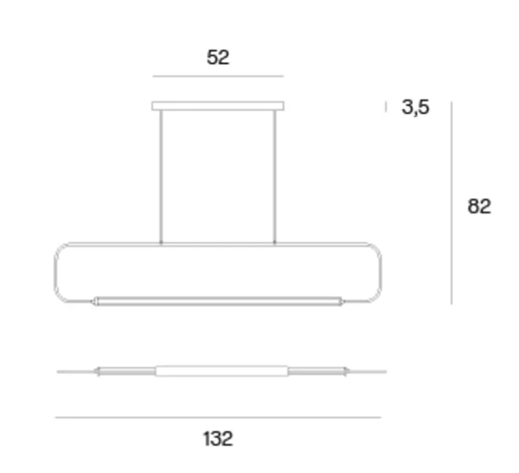 Suspension, Skylines Linear Big, noir, LED, dim, 2700/3000K, 1560 lm, L132cm, H82cm - Lumen Center Italia