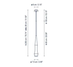 Suspension, Slend 01, noir ébène, Ø7,5cm, H65cm - Bover