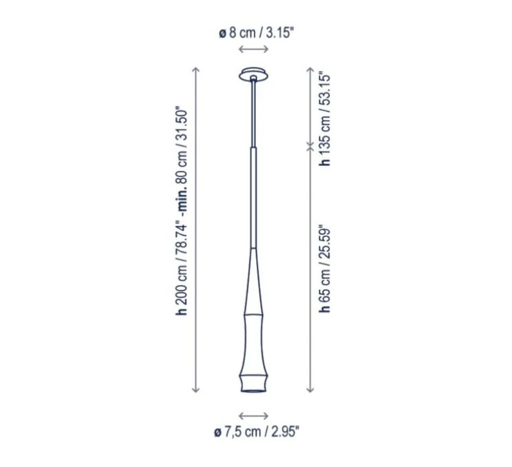 Suspension, Slend 01, terracotta, Ø7,5cm, H65cm - Bover