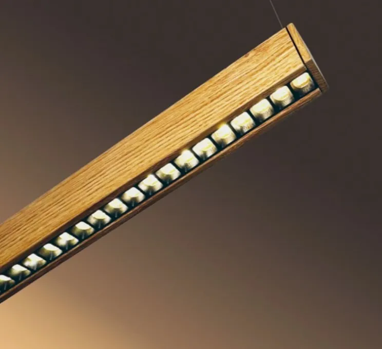 Suspension, Slim, bois, noyer, LED, DALI, dim, 2700K, 1300 lm, L114cm, H4cm - Tunto