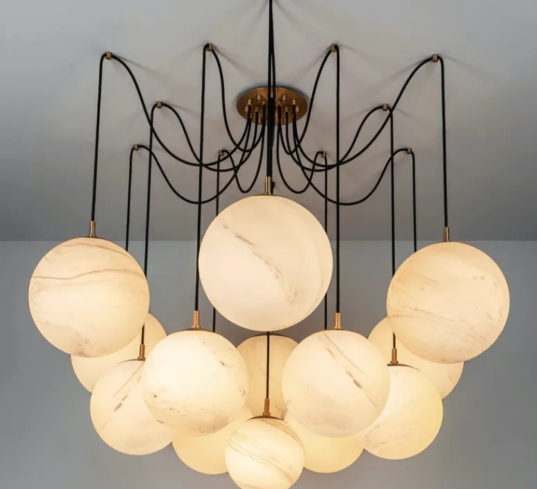 Suspension*Schwung Suspension, Spider, , Ø159cm, H133,7cm - Laiton laqué bruni, marbre