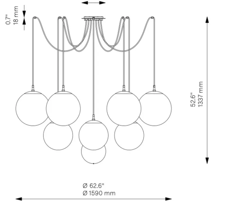 Suspension*Schwung Suspension, Spider, , Ø159cm, H133,7cm - Laiton laqué bruni, marbre