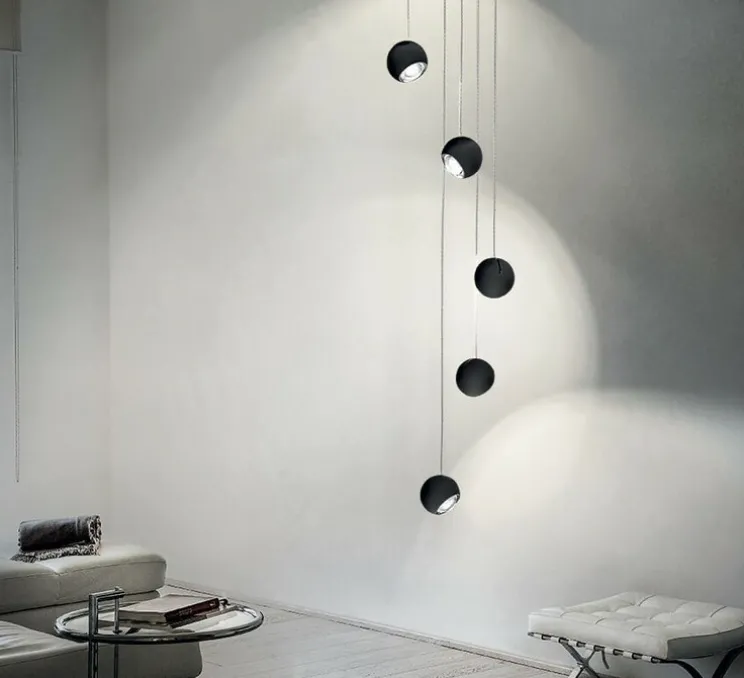 Suspension, Spider sans rosace, noir mat, LED, 2700K, 1280 lm, Ø12cm, H13cm - Lodes