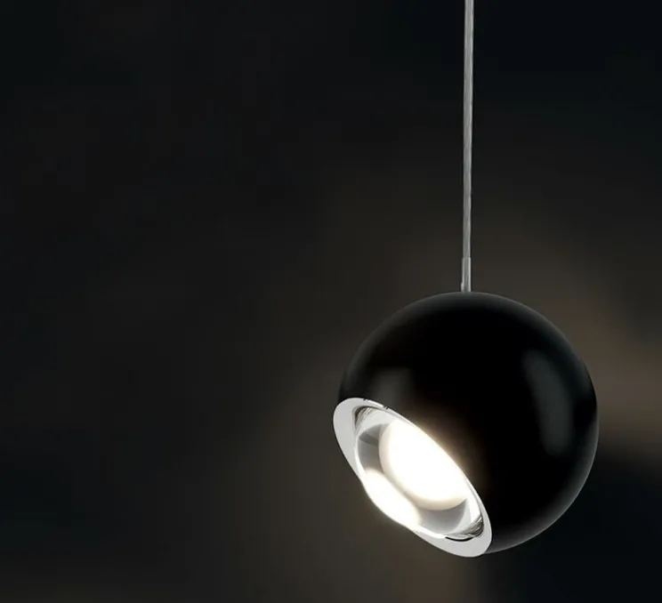 Suspension, Spider sans rosace, noir mat, LED, 2700K, 1280 lm, Ø12cm, H13cm - Lodes