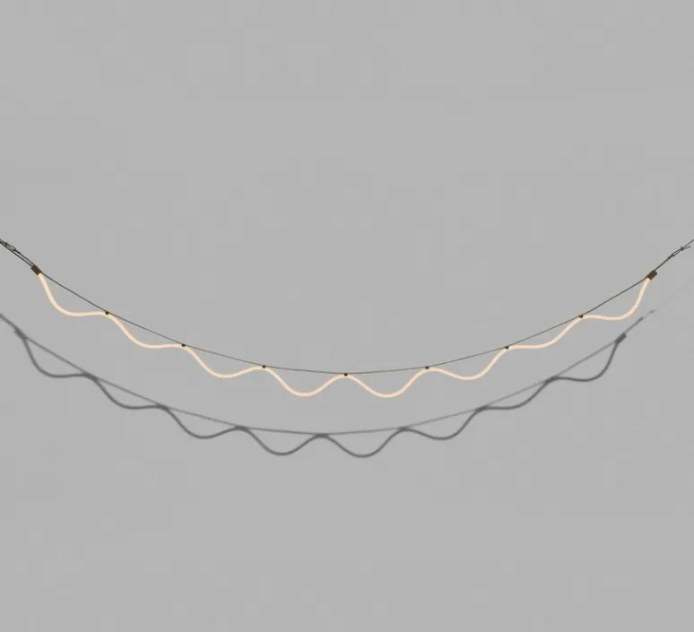 Suspension*Petite Friture Suspension, Spline, , IP65, LED, dim, 2700K, 4000 lm, L450cm, H20cm - beige, bleu