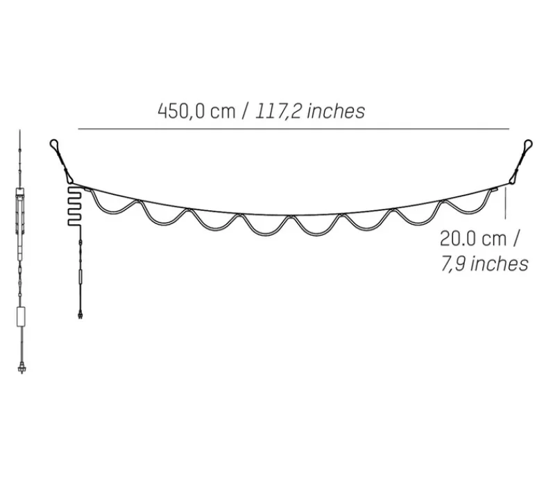 Suspension*Petite Friture Suspension, Spline, , IP65, LED, dim, 2700K, 4000 lm, L450cm, H20cm - marron, orange