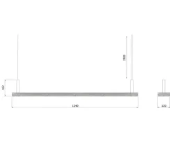 Suspension, Sprinkle Linear, bleu, LED, 3000K, 2350 lm, L124cm, H16,2cm - Zero