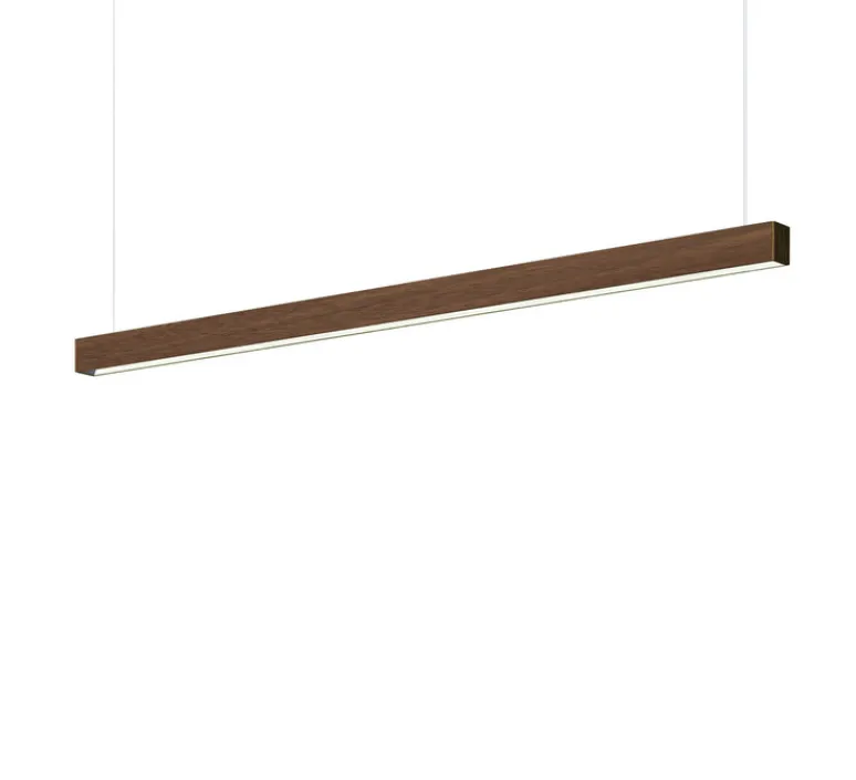 Suspension*Tunto Suspension, Square, , LED, DALI, microprisme, dim, 2700K, 1950 lm, L172cm, H6cm - bois, noyer
