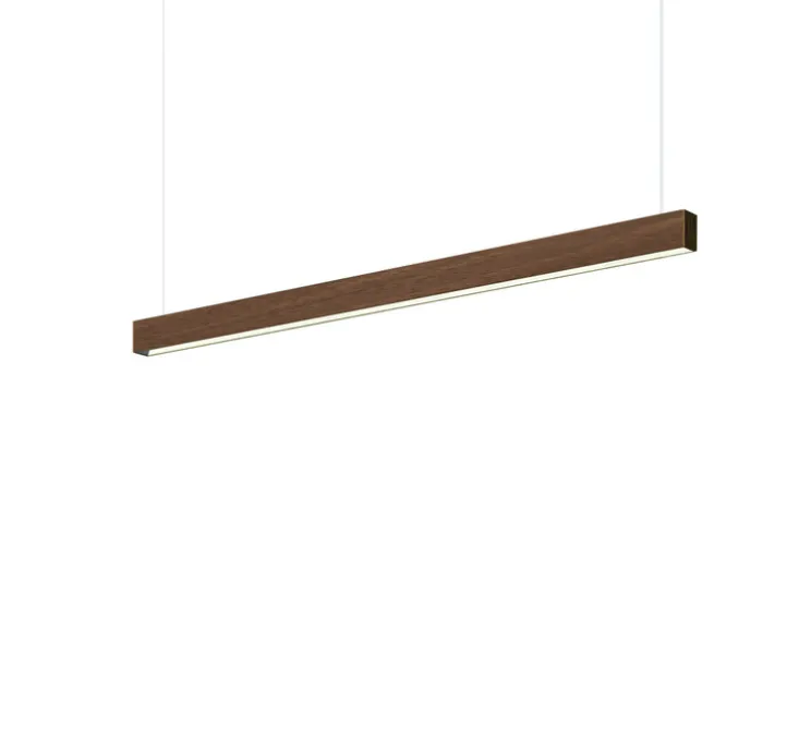 Suspension, Square, bois, noyer, LED, DALI, microprisme, dim, 2700K, 1660 lm, L144cm, H6cm - Tunto