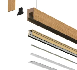 Suspension*Tunto Suspension, Square, , LED, DALI, microprisme, dim, 2700K, 1300 lm, L116cm, H6cm - chêne