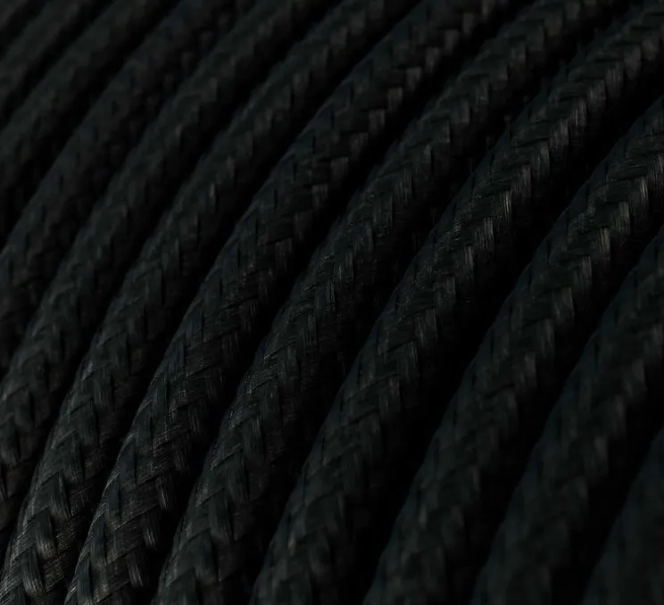 Suspension, série porcelaine, noir, câble textile noir charbon brillant, Ø4,5cm, H6cm - Creative Cables