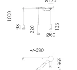 Suspension*Artemide Suspension, Stablight, 3 colors, , L69cm, H122cm - Marron, ambre vert, bleu