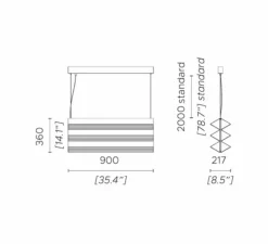 Suspension*Contardi Suspension, Stick Trio, , LED, dim, DALI, 2700K, 10000 lm, L90cm, H36cm - cuivre satiné