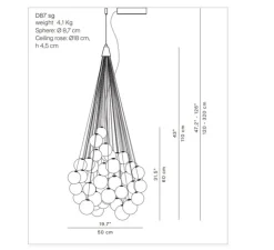 Suspension, Stochastic D87, 72 sphères, blanc opalin, LED, 2700k, 1541lm, Ø50cm, H60cm - Luceplan