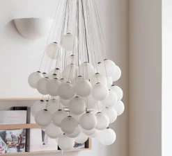 Suspension, Stochastic D87sp, 48 sphères, blanc opalin, LED, 2700k, 1541lm, Ø40cm, H60cm - Luceplan