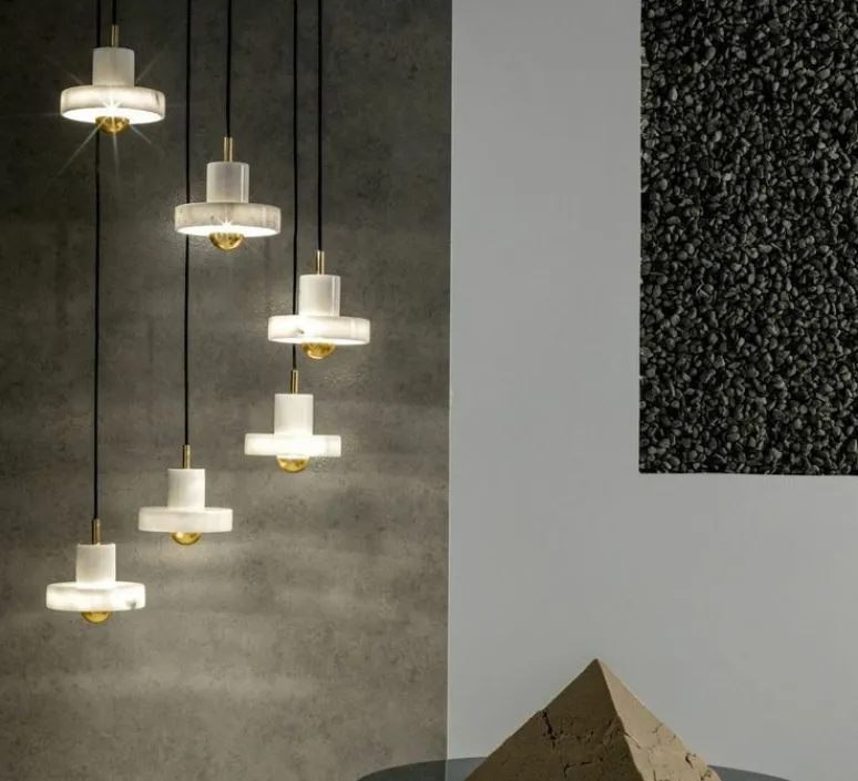 Suspension*Tom Dixon Suspension, Stone LED, , LED, dim, 3000k, 360 lm, Ø18cm, H14cm - blanc, or