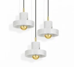 Suspension*Tom Dixon Suspension, Stone LED, , LED, dim, 3000k, 360 lm, Ø18cm, H14cm - blanc, or