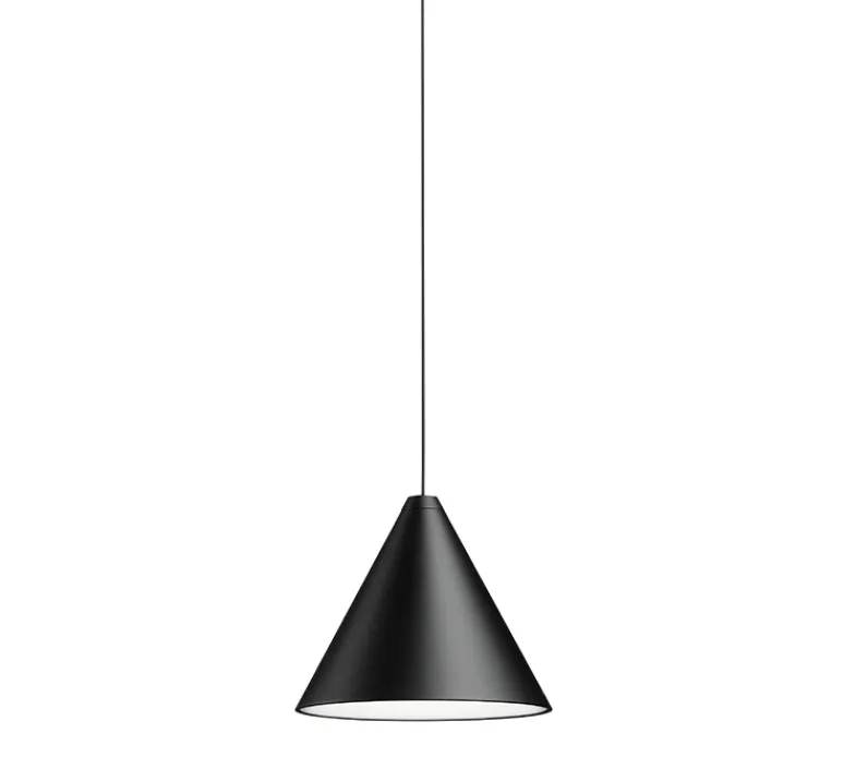Suspension*Flos Suspension, String Light (cone, 12m, alimentation sol), , LED, 2700K, 1033lm, Ø19cm, H16cm - noir