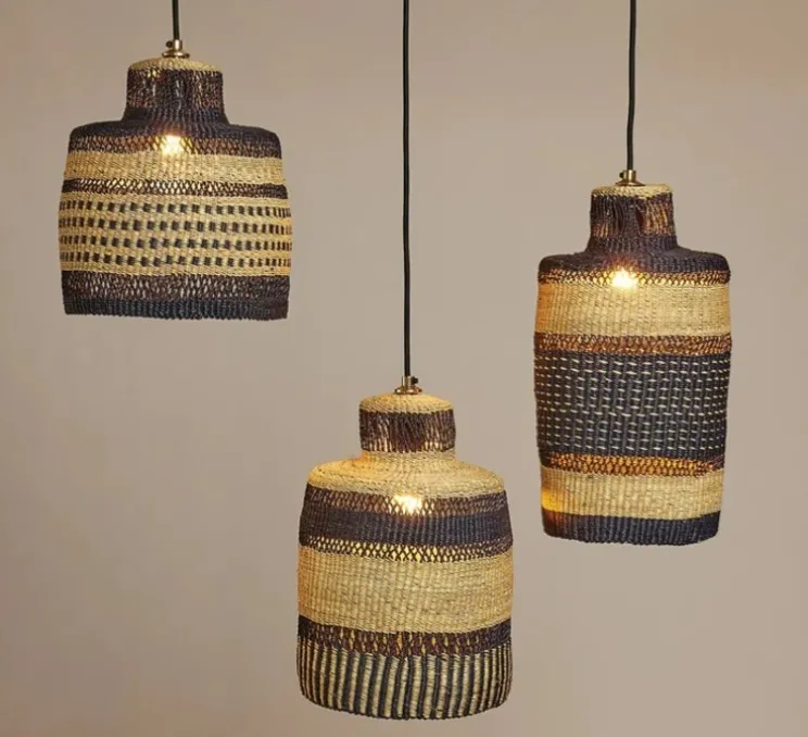 Suspension, Stripe, naturel, bleu foncé, Ø22cm, H27cm - Golden Editions