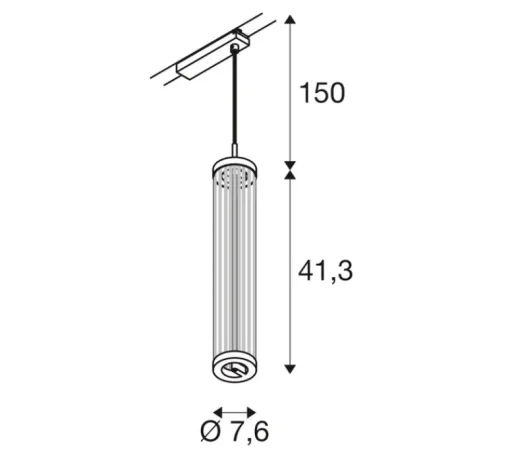 Suspension*SLV Suspension sur rail, Quimera, mat, LED, dim, 2700K, 330 lm, Ø7,6cm, H47cm - noir