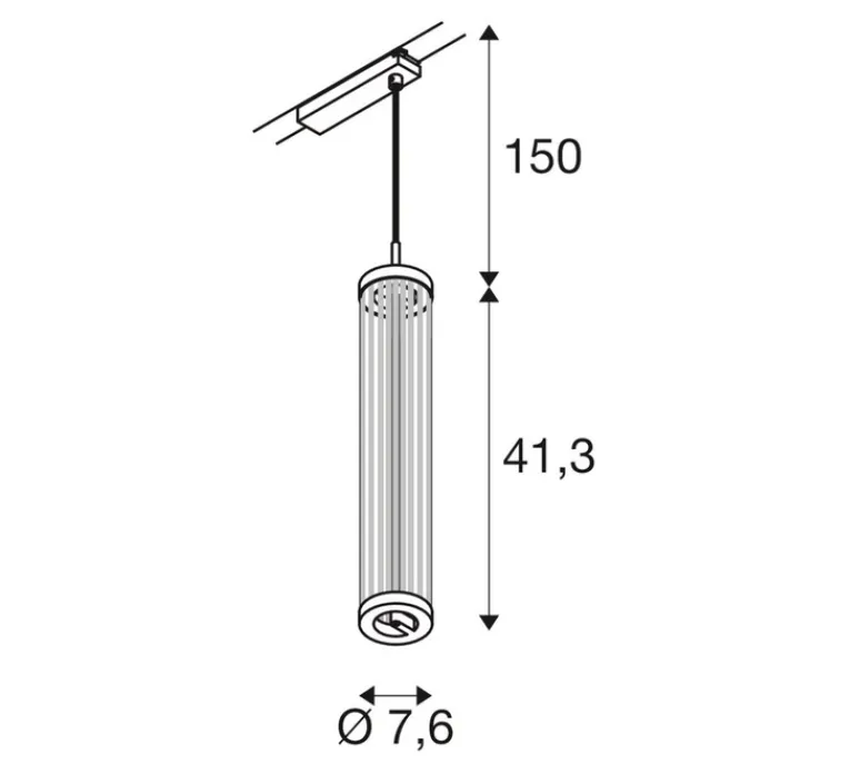 Suspension*SLV Suspension sur rail, Quimera, mat, LED, dim, 2700K, 330 lm, Ø7,6cm, H47cm - noir
